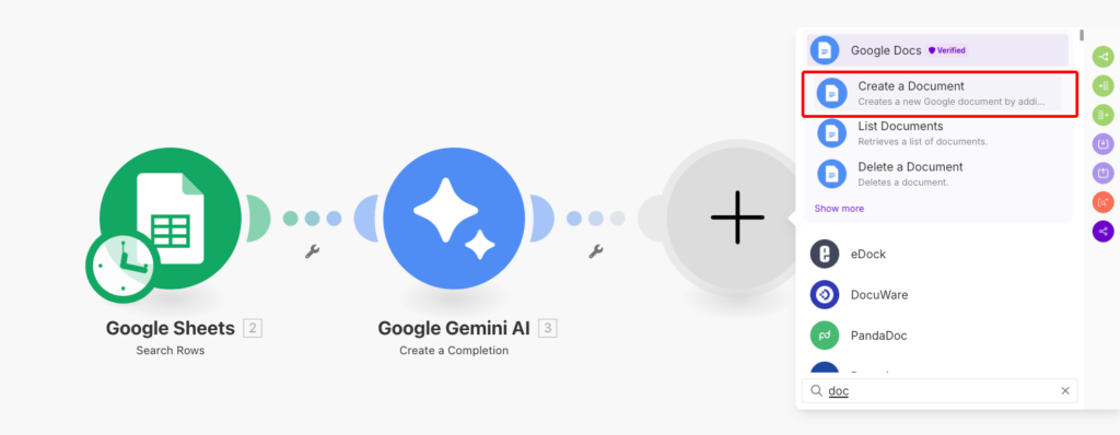 Set up dữ liệu đầu ra với Google Docs