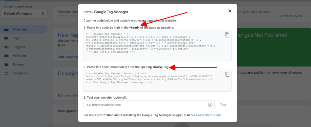 Lấy code trong GTM