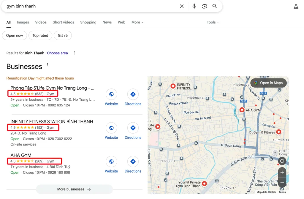 review trong google map