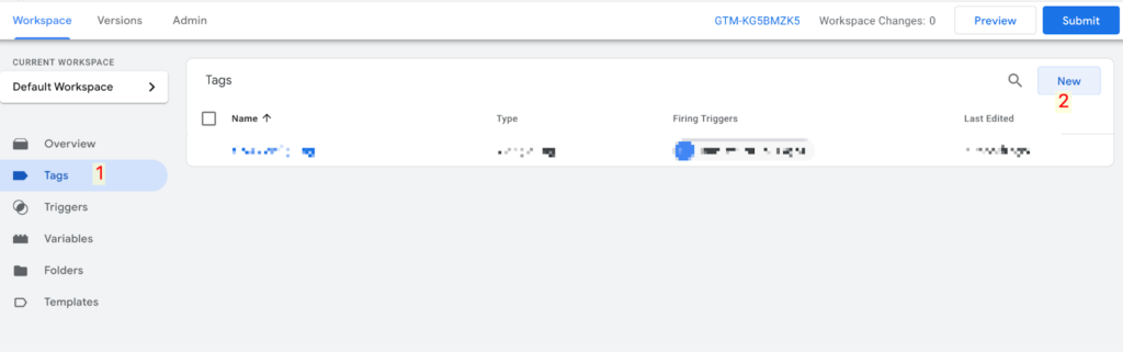 tạo tag configuration để chạy GA4:
Vào mục Tag => New